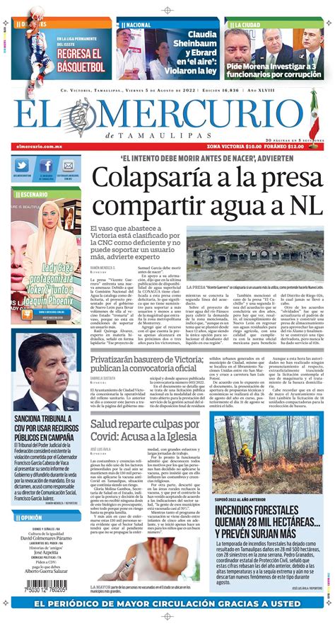 El Mercurio De Tamaulipas 5 De Agosto De 2022 By El Mercurio De Tamaulipas Online Issuu