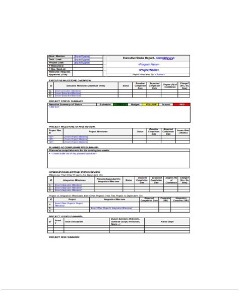 8 Project Status Templates Free Sample Example