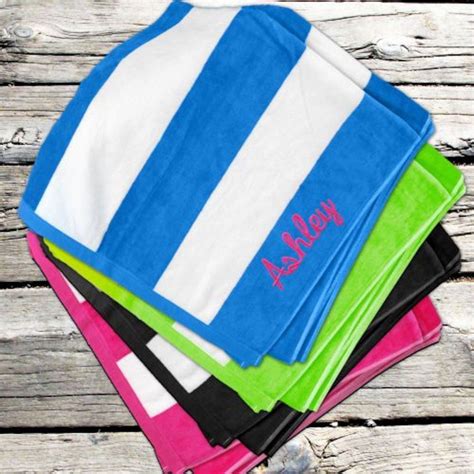 Personalized Striped Beach Towel Ts Happen Here 1 Personalized