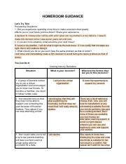 Homeroom Guidance Pdf Homeroom Guidance Lets Try This Processing Hot