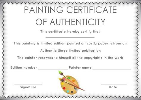 Painting Certificate Of Authenticity Template Certificate Art