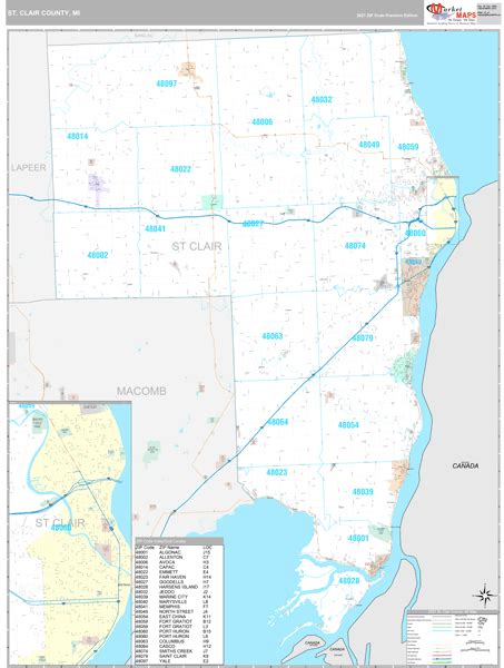 St Clair County Mi Wall Map Premium Style By Marketmaps Mapsales