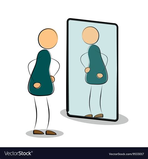 Man See His Reflection In The Mirror Royalty Free Vector