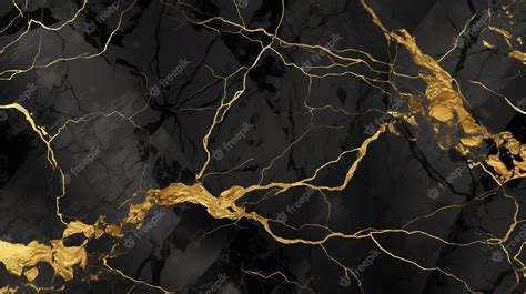 Premium Ai Image Black And Gold Marble Texture Background