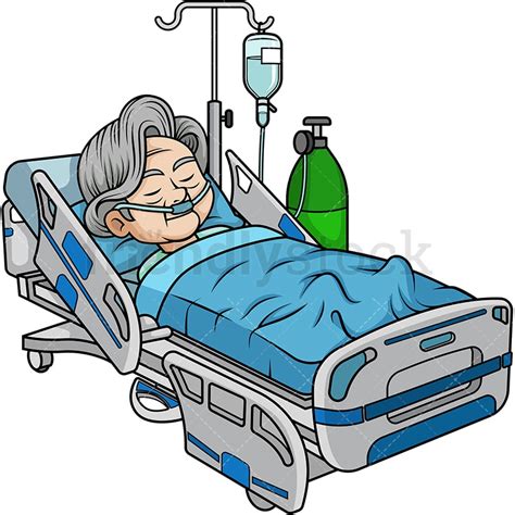 Old Woman In Hospital Bed Cartoon Clipart Vector Friendlystock