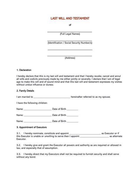 Blank Fillable Will Form Printable Forms Free Online