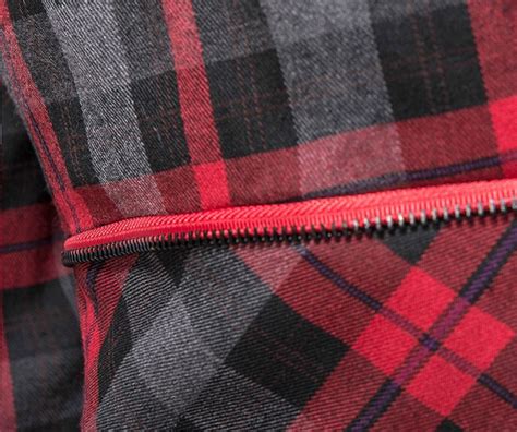 Red Lapel Long Sleeve Plaid Crop Blazer Sheinsheinside