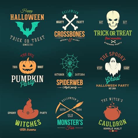 Emblemas Ou Logotipos De Halloween De Tipografia Vintage Abóbora