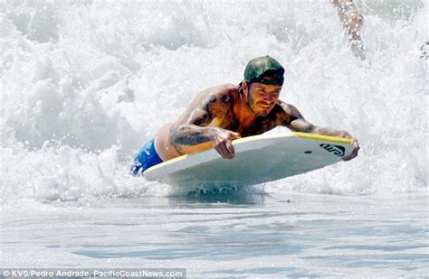 David Beckham Shows Off His New Chest Tattoo On The Beach David
