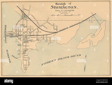 Map Of Borough Of Stonington Stonington 1893 Stock Photo Alamy