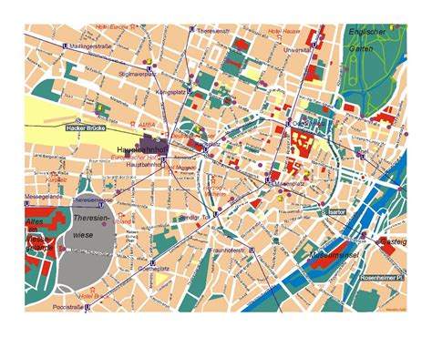 Detailed Map Of Central Part Of Munich City Munich Germany Europe