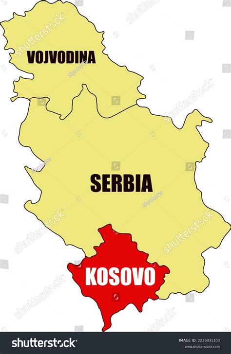 Map Borders Serbia Vojvodina Kosovo War Stock Illustration 2236931103