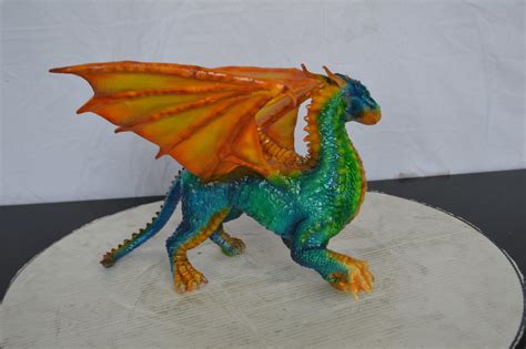 Painted Dragon Bronze Statue Size 16l X 15w X 12h Nifao
