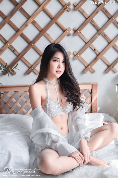 Thailand Model Phitchamol Srijantanet Black And White Lace Lingerie