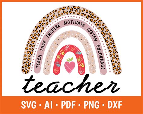 Rainbow Teacher Life Teach Love Inspire Svg Gift for Teacher | Etsy