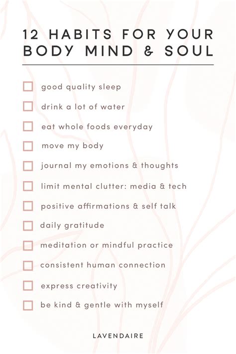 12 Healthy Habits For Your Body Mind Soul Lavendaire