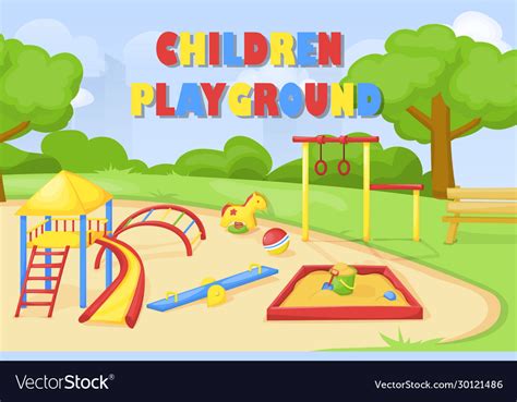 Kids Playground Park And Playground Cartoon Vector Image