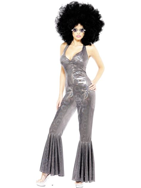 Adult Disco Diva 60s 70s Jumpsuit Flares Fancy Dress Costume Ladies Womens Bn Ebay