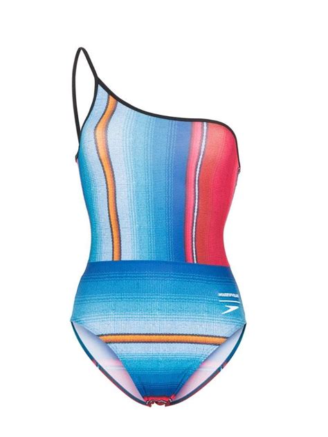 House Of Holland X Speedo Asymmetric Striped Swimsuit Farfetch