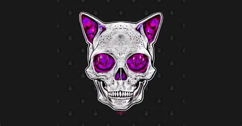 skull kitty cat skull happy cute creepy spooky pink colorful psychedelic trippy neon