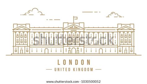 Minimalistic Lineart Landmark Icon Buckingham Palace Stock Vector