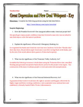 The great depression was like a bunch of dominoes, one knocking over the next. Great Depression and Roosevelt's New Deal - Webquest with Key | TpT