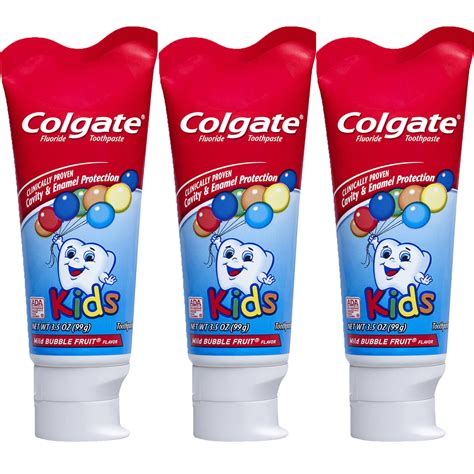 Colgate Kids Mild Bubble Fruit Flavor Toothpaste 35oz Each 3 Pack