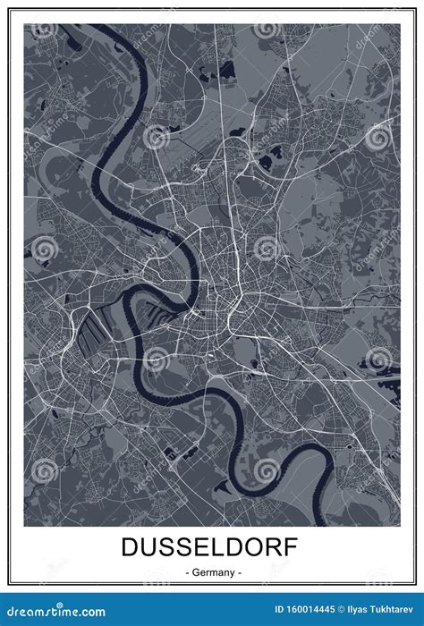 Map Of The City Of Dusseldorf Germany Stock Illustration