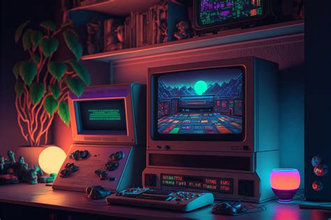 80s Retro Gaming Diffused With Modern Gaming Setup By Minhazabtahi On