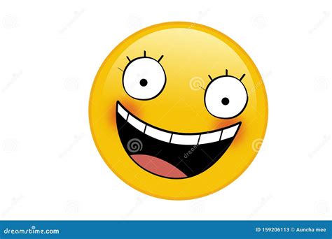 Emoji Yellow Smiley Face With Eyes And Mouth On White Stock Image