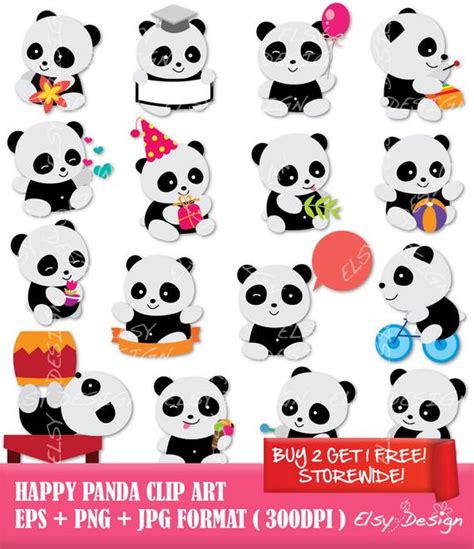 Items Similar To Happy Panda Digital Clip Art Instant