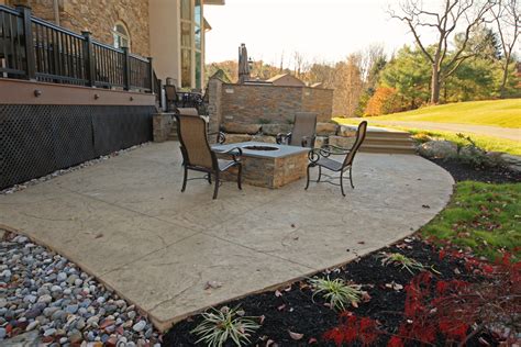 Stamped Concrete Patio And Fire Pit
