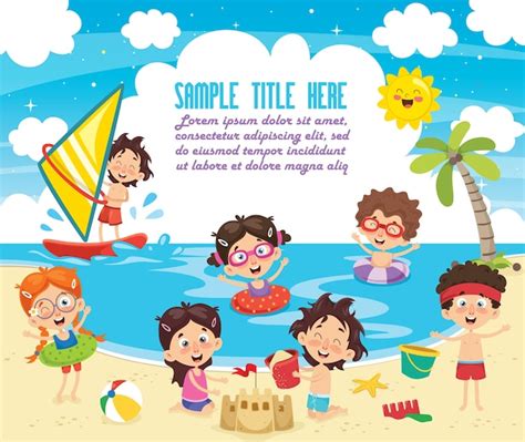 Vector Ilustration Of Summer Children Vettore Premium