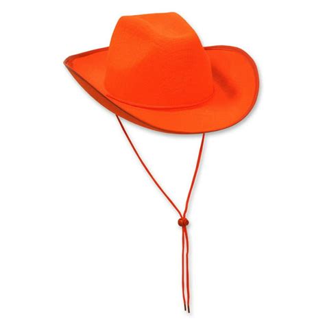 Pack Of 6 Western Themed Orange Felt Cowboy Hat Costume Accessories