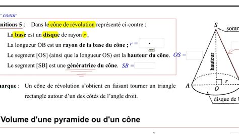 4eme Pyramides Et Cônes Iii Cône De Révolution Youtube