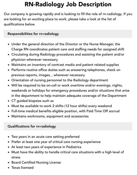 Rn Radiology Job Description Velvet Jobs