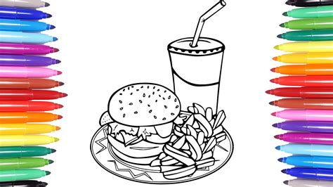 He just loves music but his family doesn't like music. Food Coloring Pages | Hamburger French Fries Coca Cola ...