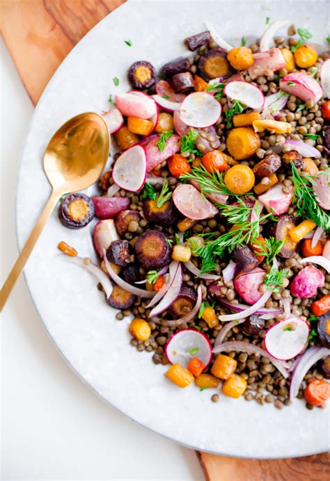 Roasted Carrot Lentil Salad With Tahini Dressing A Beautiful Plate