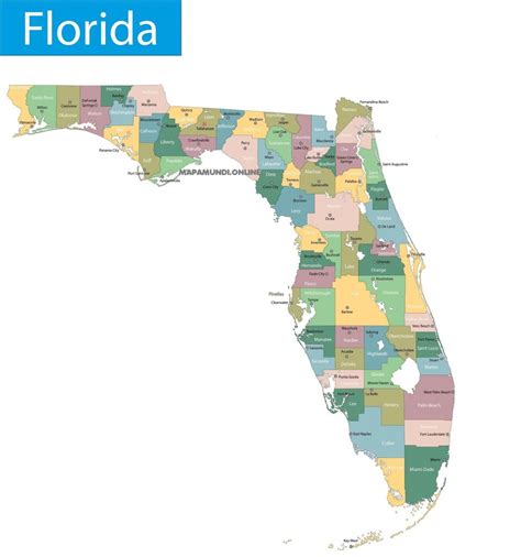 ⊛ Mapa De Florida 🥇 Político Con Nombres Imágenes Hd 2022