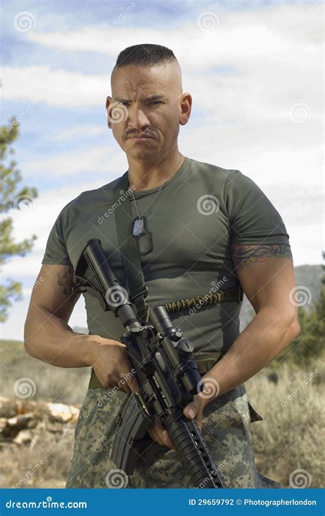 Soldier With Machine Gun Stock Photo Image Of Courage 29659792