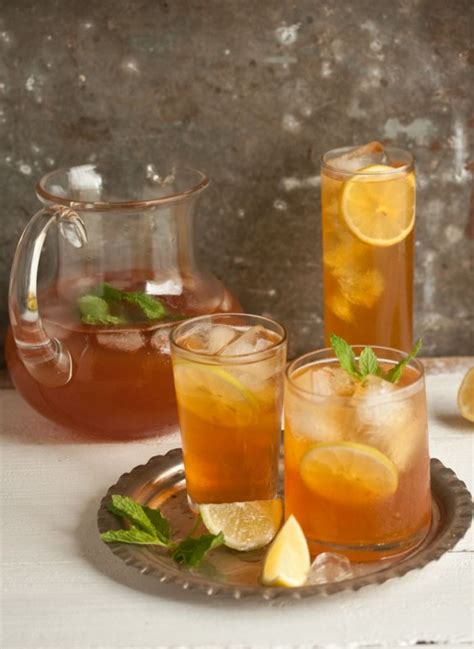 Home Made Ginger Mint And Lemon Ice Tea Recipe Drizzle