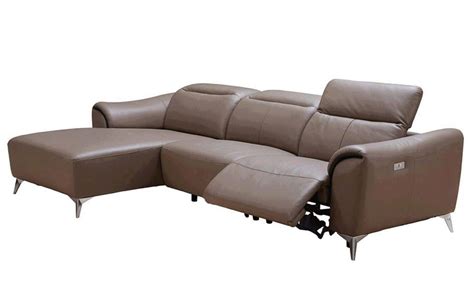 Brown Top Grain Leather Electric Recliner Sectional Sofa Left Modern