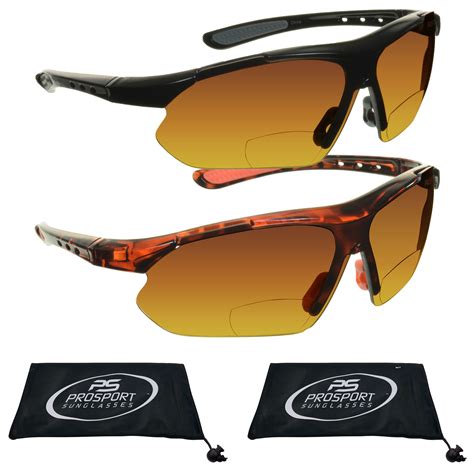 prosport bifocal reading sunglasses mens 2 pairs with high definition blue blocking amber lens