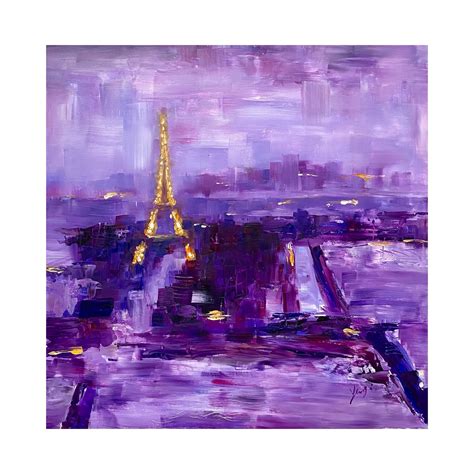 Original Painting Purple Paris 10x10 Paris Oil Painting Original