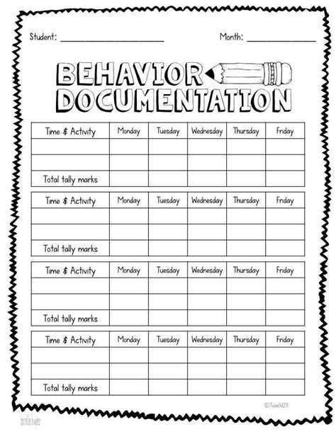 Free Behavior Worksheets