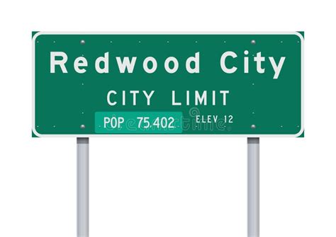 Redwood City City Limit Road Sign Stock Vector Illustration Of