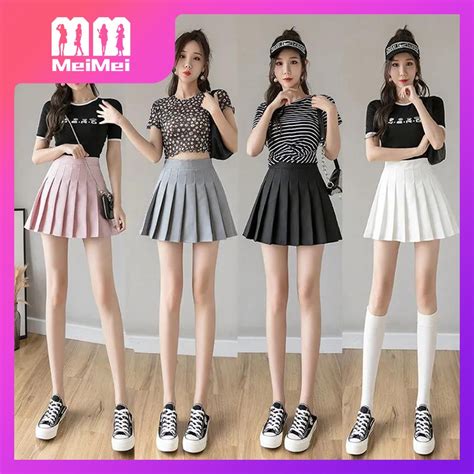 Yihua Korean Style High Waist White Short Skirt Fashionable Sexy Pleated Skirt Mini Skirt Short