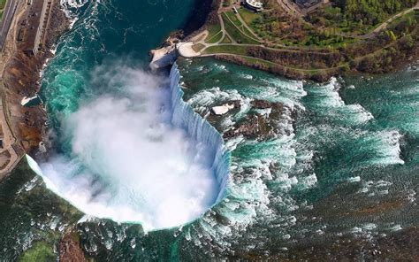 Landscape Nature Aerial View Niagara Falls Canada River Water