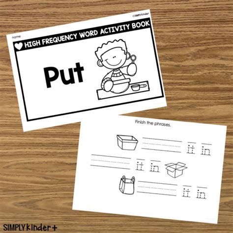 Put Sight Word Book Activity Book Simply Kinder Plus