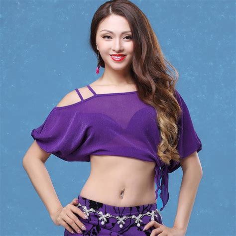 4 Colors Belly Dance Tops Sexy Net Yarn Bat Sleeve For Women Lady Training Practice Dancing